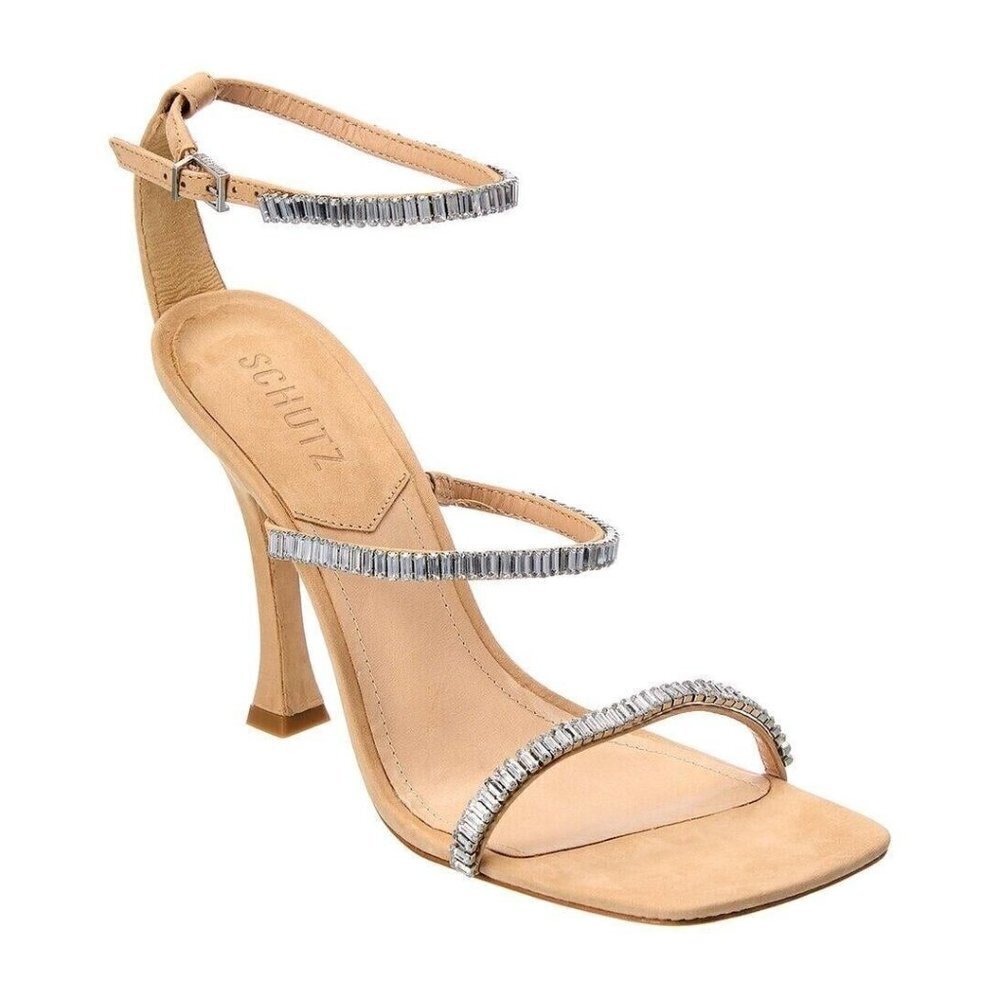 Schutz "Nellina" jewelled sandals sz 10B nubuck leather